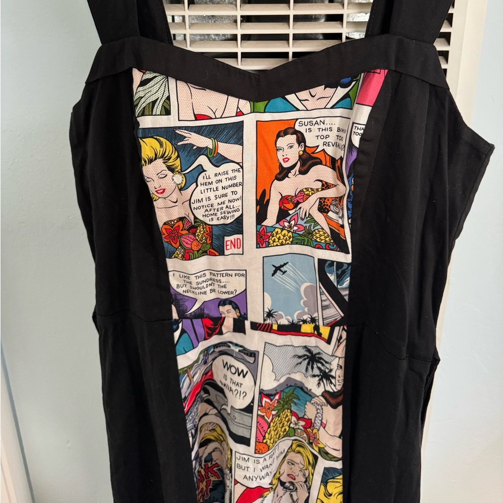 Hemet 2XL retro sundress, comic strip theme